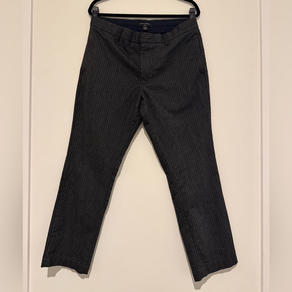 Banana Republic Men's Charcoal Striped Dress Pants